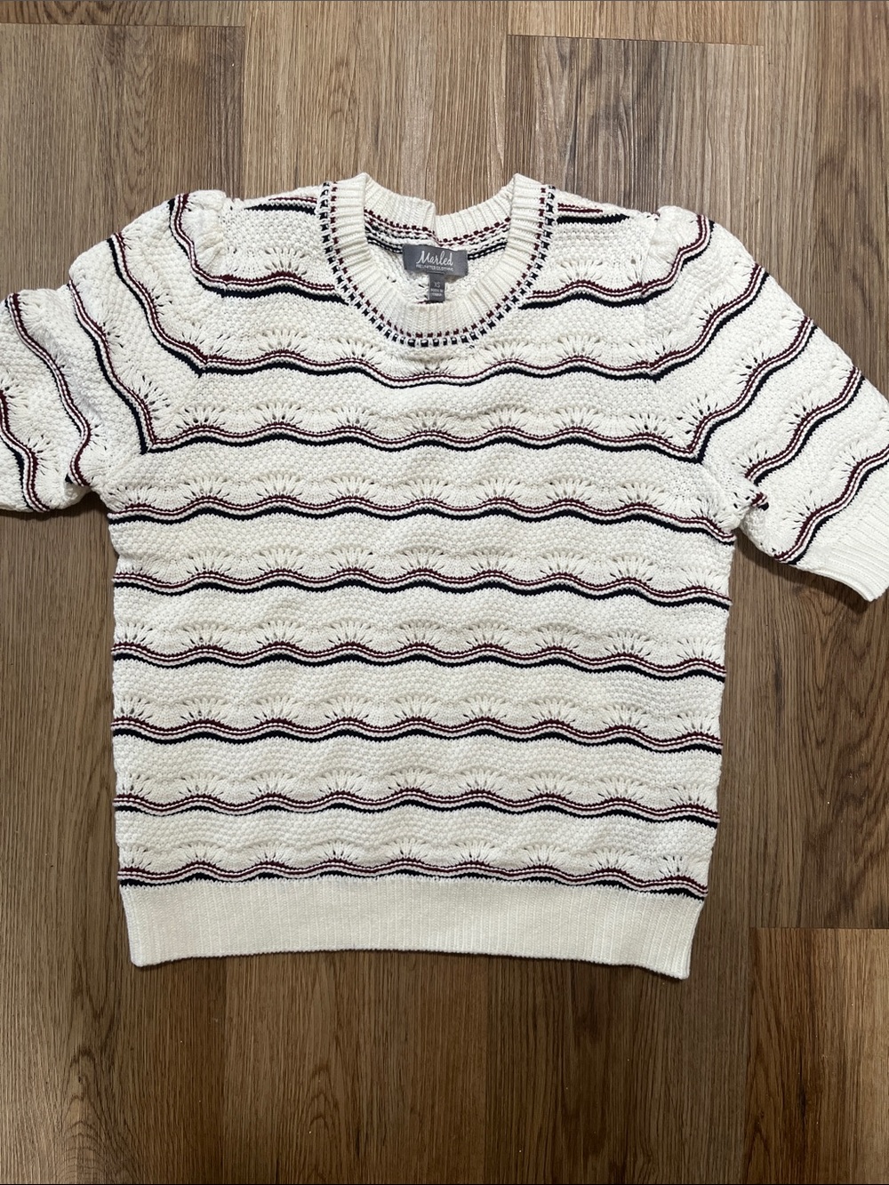 Marbled reunited clothing SS sweater red white blue XS